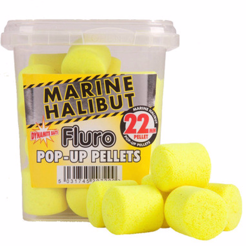 DYNAMITE BAITS Marine Halibut Fluro Pop-up Pellet 22mm Jaune**