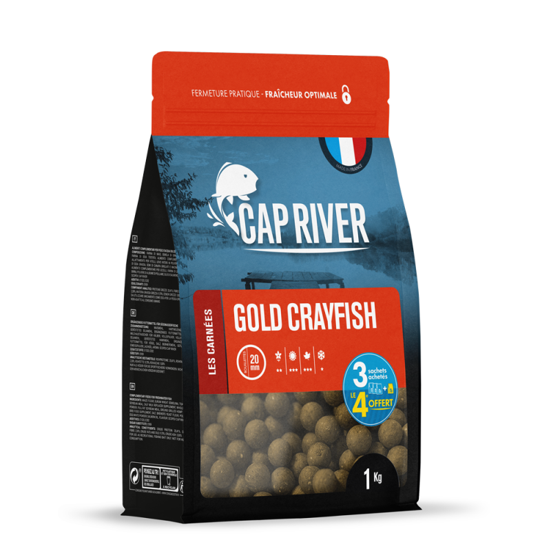 CAP RIVER Bouillettes Gold Crayfish 10mm 1kg