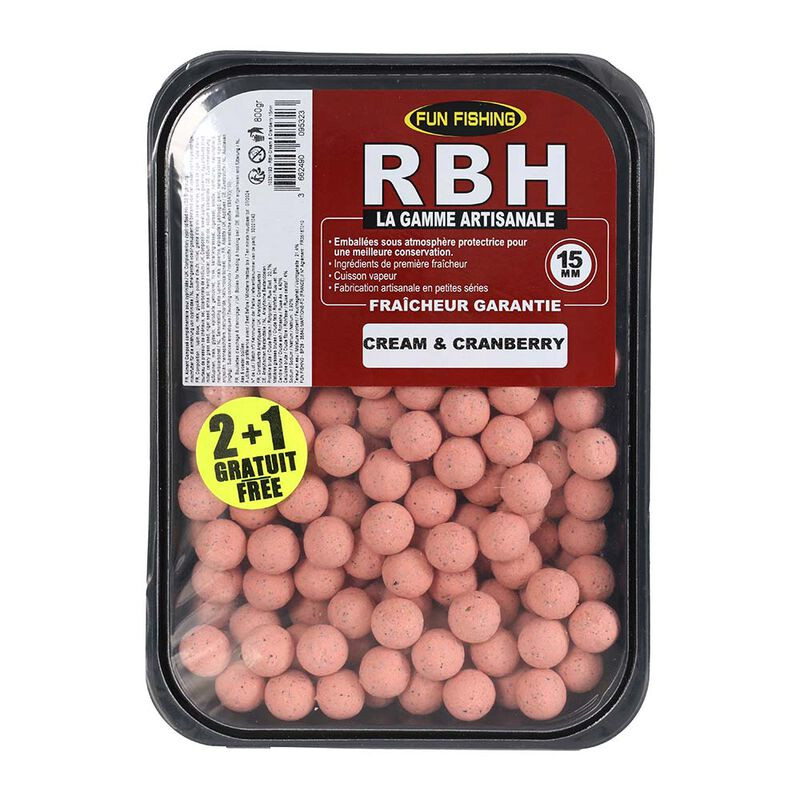 FUN FISHING RBH Boilies Cream & Cranberry 15mm 1kg