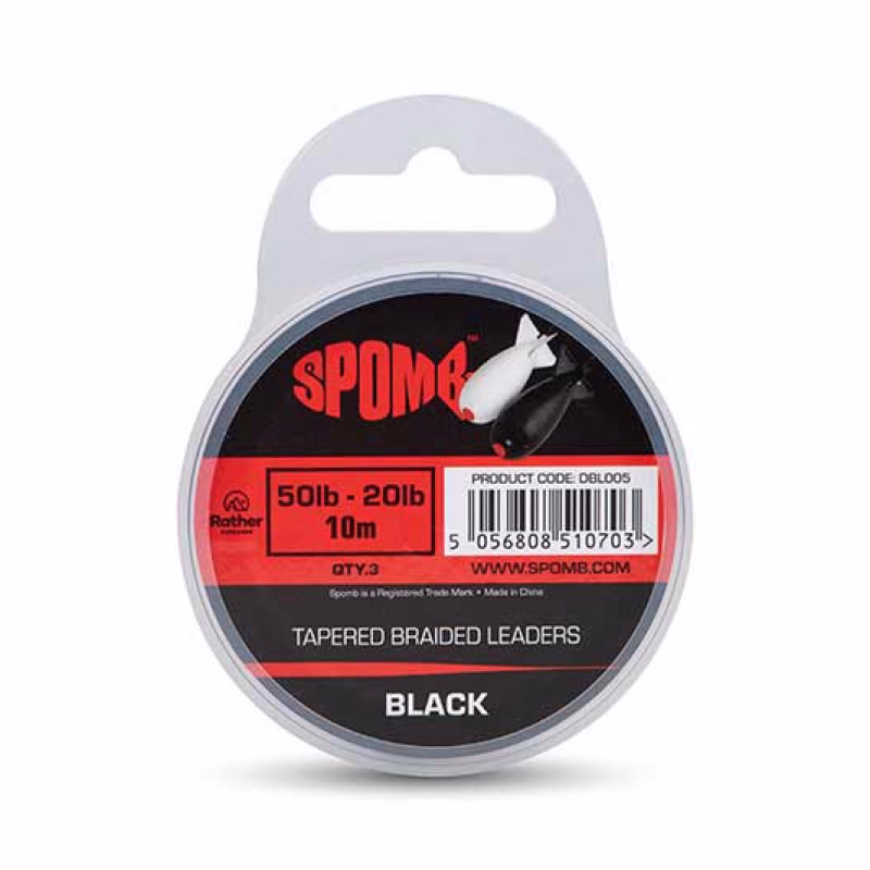 SPOMB Tapered Braided Leaders 50lb-20lb 10m Black