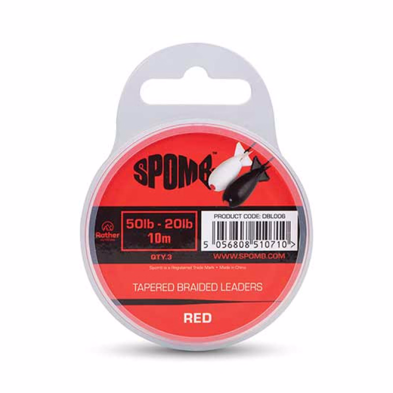 SPOMB Tapered Braided Leaders 50lb-20lb 10m Red