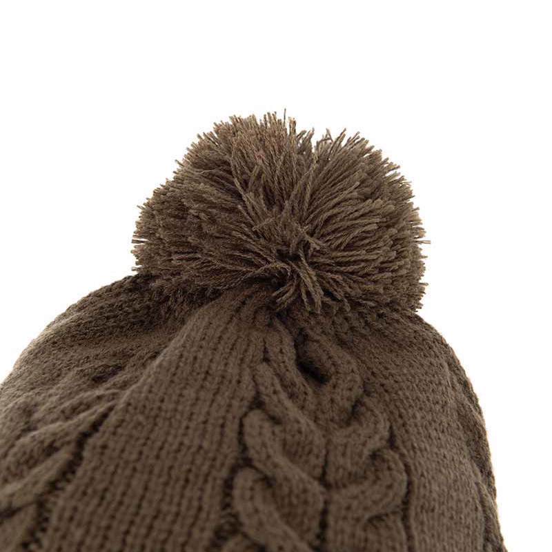 FOX Beanie Kable Knit Bobble Khaki