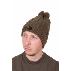 FOX Beanie Kable Knit Bobble Khaki