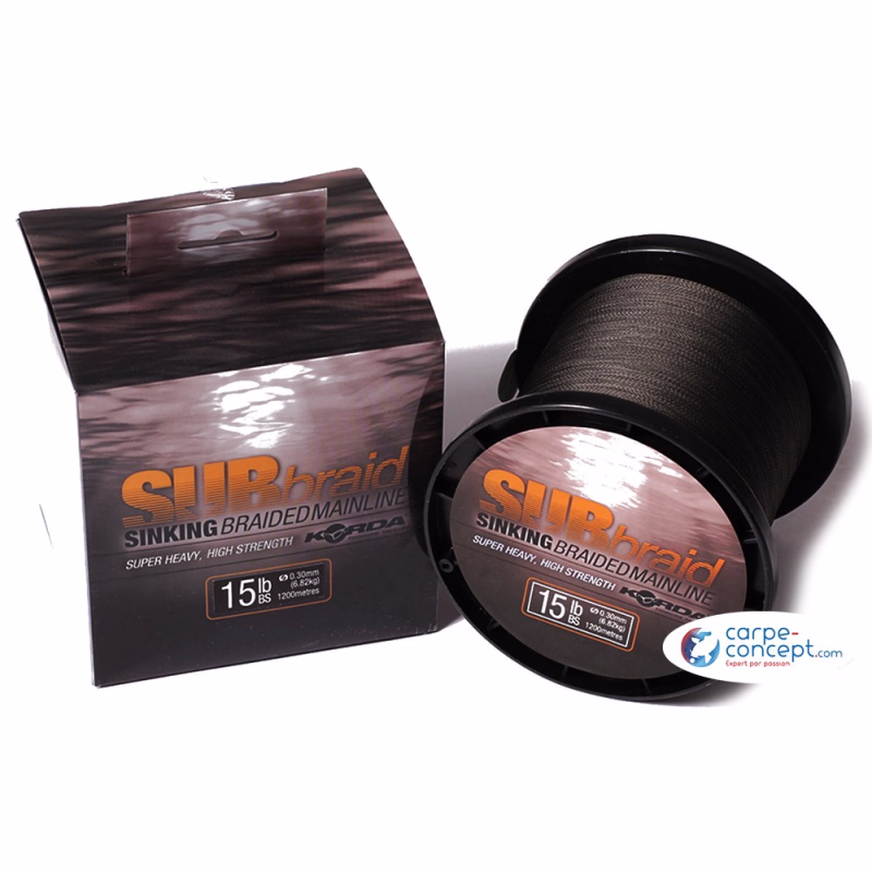 KORDA Tresse Carpe Sub Braid 15lb ou 20lb 1200m