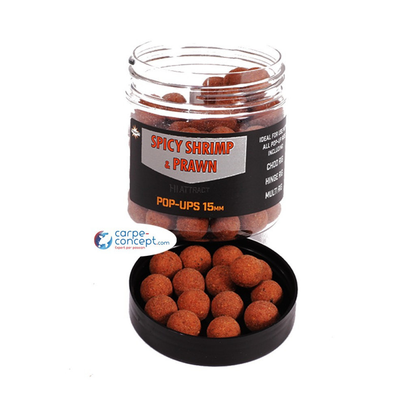 DYNAMITE BAITS Hi-attract pop up 15mm spicy shrimp & prawn**